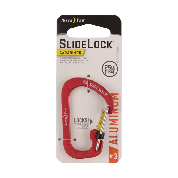 Nite Ize 2023 Nite Ize Slidelock Carabiner Aluminum #3, Red - NIT-CSLA3-10-R6