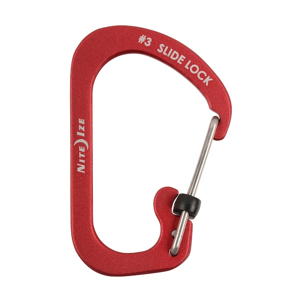 Nite Ize 2023 Nite Ize Slidelock Carabiner Aluminum #3, Red - NIT-CSLA3-10-R6