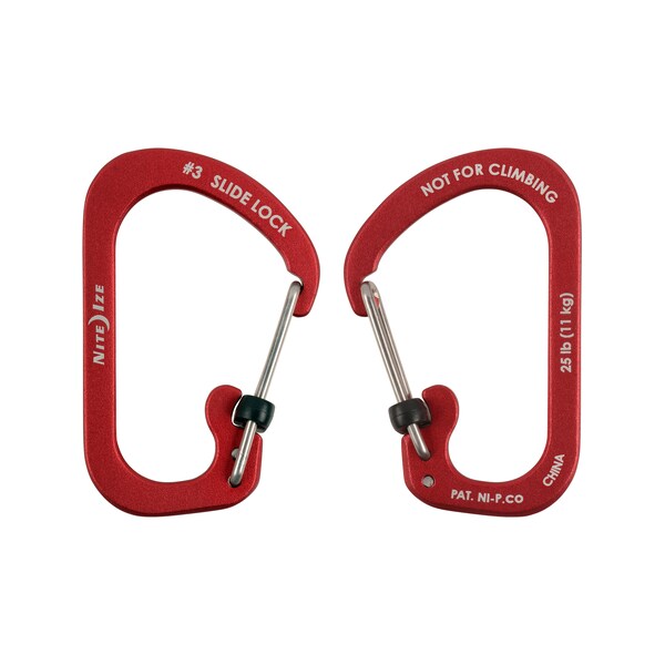 Nite Ize 2023 Nite Ize Slidelock Carabiner Aluminum #3, Red - NIT-CSLA3-10-R6