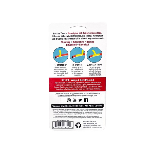 Rescue Tape Rescue Tape Blue 1 in. W X 12 ft. L Silicone Tape - RT12012BBU