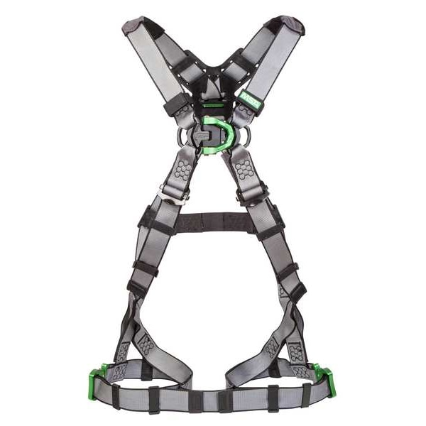 Msa Safety V-FIT Full Body Harness, M, 400 lb., Quick-Connect Chest/ Quick-Connect Leg Buckles, Back D-Ring - 10195038