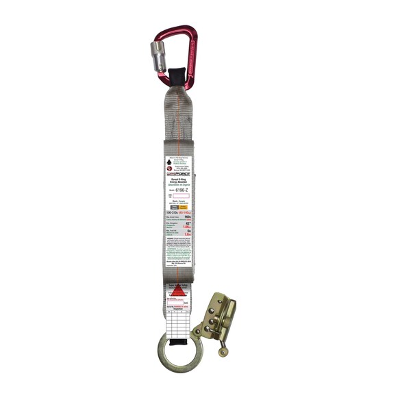 Super Anchor Safety ANSI Z359.13 Energy Absorber A-End Aluminum Carabiner 5006-Z B-End Fall Arrester Zinc 4015-Z. - 6196-Z