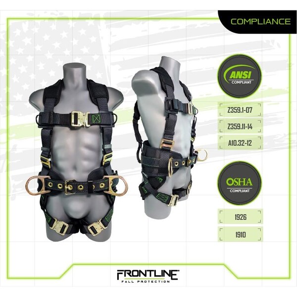Frontline Patriot Harness, XL, 350 lbs, Quick Connect Chest/ Quick Connect Leg Buckles - 350CQC-XL