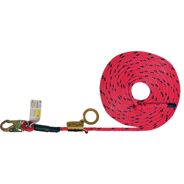 Super Anchor Safety 30ft Deluxe 5/8" 12-Strand Lifeline w/Snaphook +No. 4015-Z Fall Arrester. Retail Box - 4036-30Z