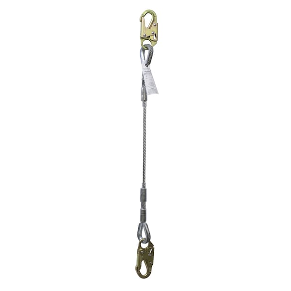 Super Anchor Safety 4ft Wire Rope Lanyard 3/8" 7x19 Galvanized Wire Rope w/ Snaphook on Each End - 1334-4