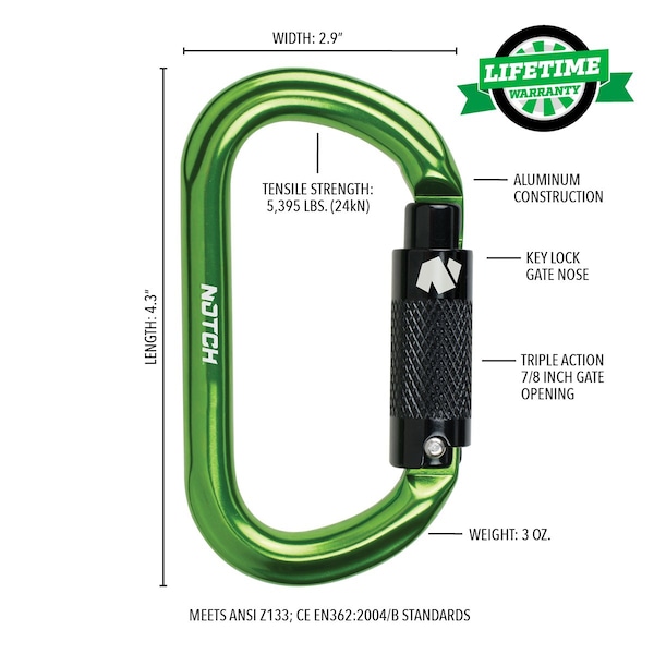 Notch ROOK Positioning Lanyard 11mm x 10' Sterling TriTech - 35681