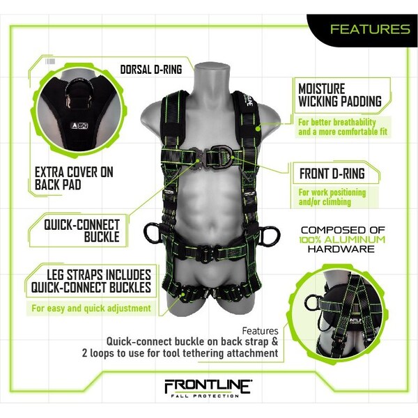 Frontline Elite Lite Harness, 2XL/3XL, 310 lbs, Quick Connect Chest/ Quick Connect Leg Buckles - 200RE-2/3X