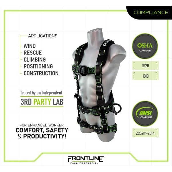 Frontline Elite Lite Harness, 2XL/3XL, 310 lbs, Quick Connect Chest/ Quick Connect Leg Buckles - 200RE-2/3X
