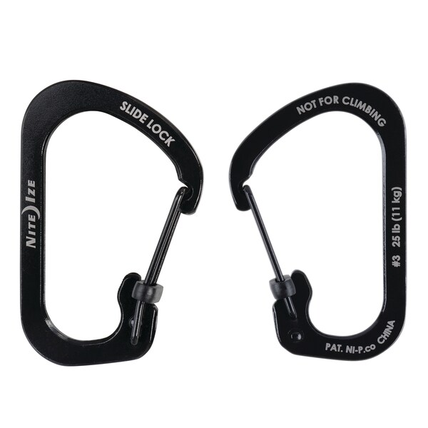 Nite Ize 2023 Nite Ize Slidelock Carabiner Stainless Steel #3, Black,  - NIT-CSL3-01-R6