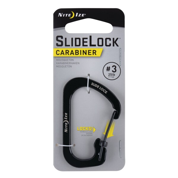 Nite Ize 2023 Nite Ize Slidelock Carabiner Stainless Steel #3, Black,  - NIT-CSL3-01-R6
