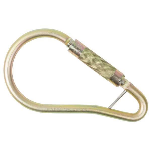 Gemtor Carabiner, Auto-Lock, 9-1/2" Length, 2" Gate Opening, Steel, Gold - 5710