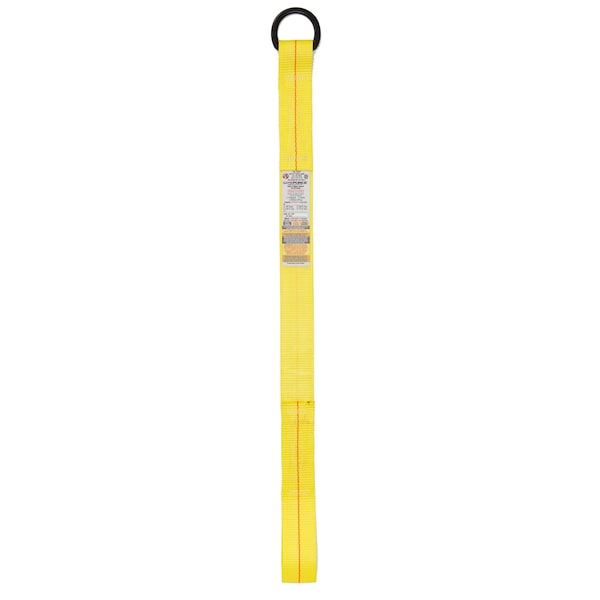 Super Anchor Safety Value 72"x2"x13,600lb Tensile Strength Yellow Polyester Tie-Off Strap w/Stamped D-ring +Loop End - 6053-D