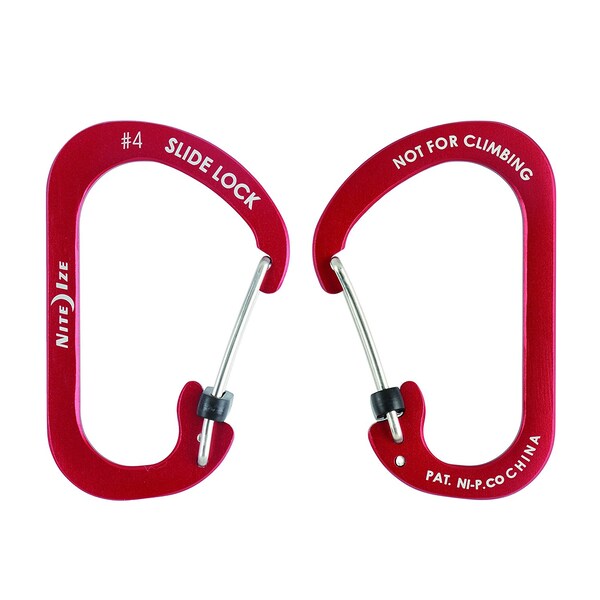 Nite Ize 2023 Nite Ize Slidelock Carabiner Aluminum #4, Red - NIT-CSLA4-10-R6