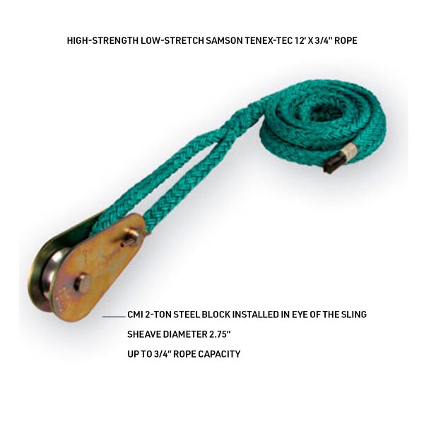 Rope Logic Combo Sling & Block 3/4 in. x 12 ft. Tenex Sling w/2-Ton Steel CMI Block - SET63