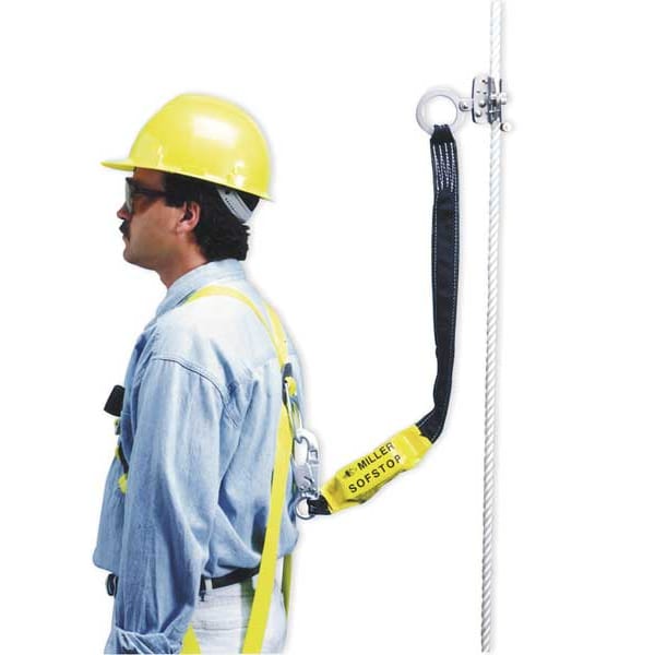 Honeywell Miller Rope Grab with Lanyard, Stainless Steel, 310 lb., Silver/Black, For Rope Size: 5/8 in - 8175SLS-Z7/3FTYL