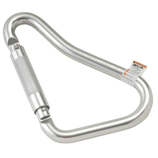 Honeywell Miller Carabiner, Twist-Lock, Pear, 8 5/8 in Length, 2-1/4" Gate Opening, Aluminum, Silver - 18D-2-Z7/