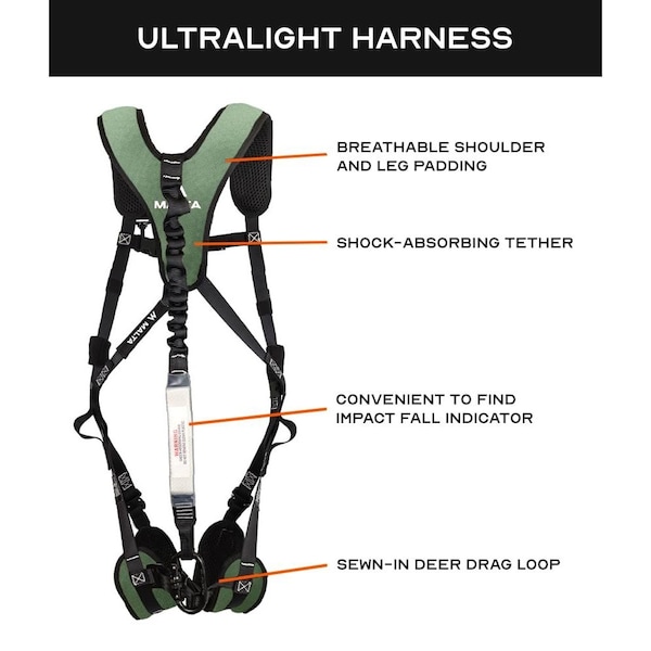 Malta Dynamics UltraLight Harness Kit, L/XL, 300 lb, Quick-Connect Chest/ Quick-Connect Leg Buckles - HE4101