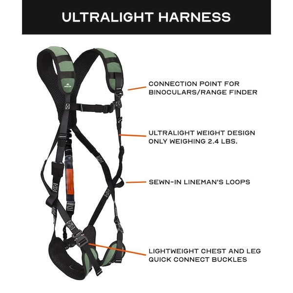 Malta Dynamics UltraLight Harness Kit, L/XL, 300 lb, Quick-Connect Chest/ Quick-Connect Leg Buckles - HE4101