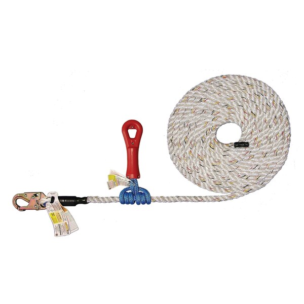 Super Anchor Safety 25ft Value 5/8" 3-Strand Lifeline w/Snaphook +No. 4015 SuperGrab. Retail Box - 4022-25SG