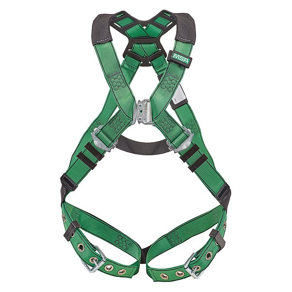 Msa Safety V-FORM(TM) Safety Harness Fall Protection Harness, XL, 400 lb, Quick-Connect Chest/ Back D-Ring - 10206059
