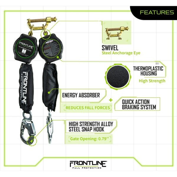 Frontline Aramid Twin Fiber Web Single Leg 6' SRL with Steel Snap Hook Ends - RPA062S