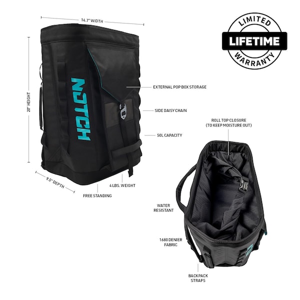 Notch Approach Rope Gear Bag, Black, 50L Capacity 99754 - 99754