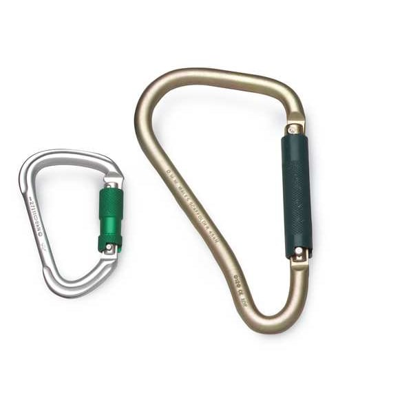 Honeywell Miller Carabiner, Twist-Lock, Pear, 8 5/8 in Length, 2" Gate Opening, Zinc-Plated Alloy Steel, Gold - 18D-1/
