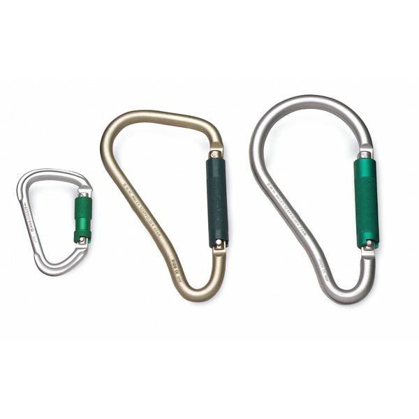 Honeywell Miller Carabiner, Twist-Lock, Pear, 8 5/8 in Length, 2" Gate Opening, Zinc-Plated Alloy Steel, Gold - 18D-1/