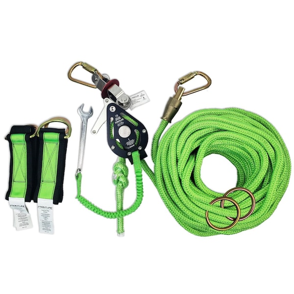 Frontline 4-person 100' Adjustable Horizontal Lifeline System with 6' Anchor Straps - HLK1004
