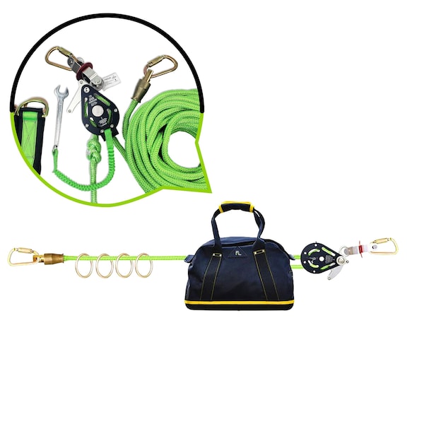 Frontline 4-person 100' Adjustable Horizontal Lifeline System with 6' Anchor Straps - HLK1004