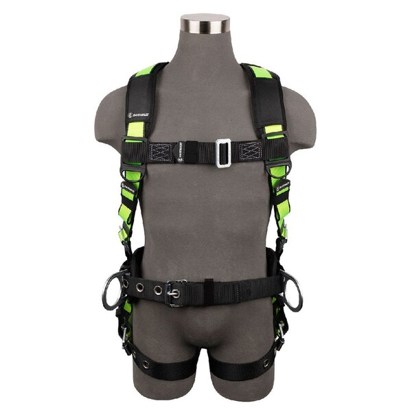 Safewaze PRO Construction Harness: 3D, Dorsal Link, MB Chest, TB Legs, Fixed Waist Pad - FS170DL