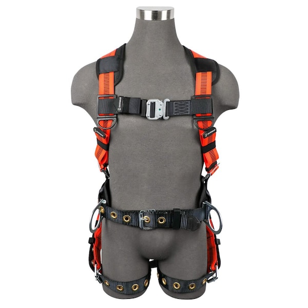 Safewaze V-Line Construction Harness: 3D, QC Chest, TB Legs, L - 021-1619