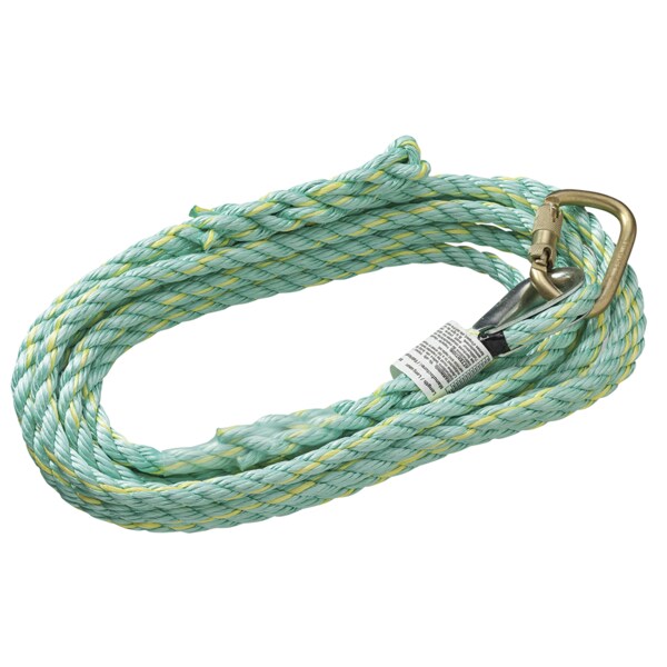 Peakworks Vertical Lifeline, Carabiner Anchor End/Back Splice Trailing End, 200ft 61 m - V84013200