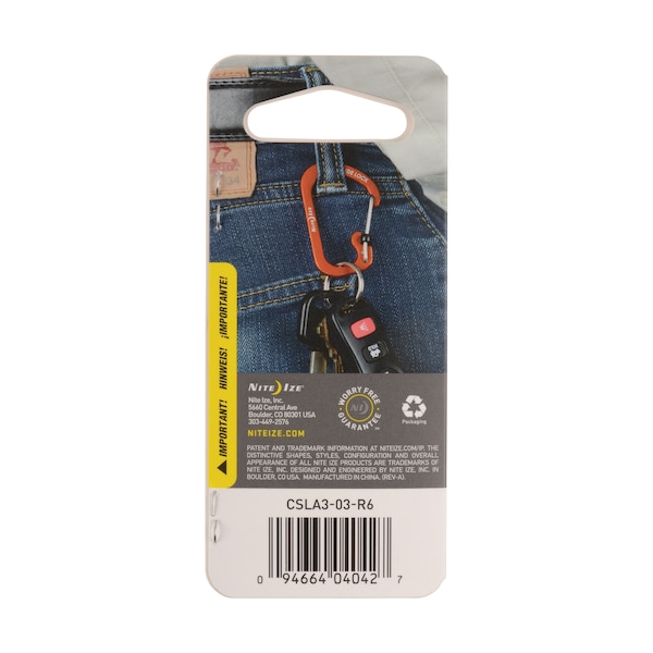 Nite Ize 2023 Nite Ize Slidelock Carabiner Aluminum #3, Blue - NIT-CSLA3-03-R6