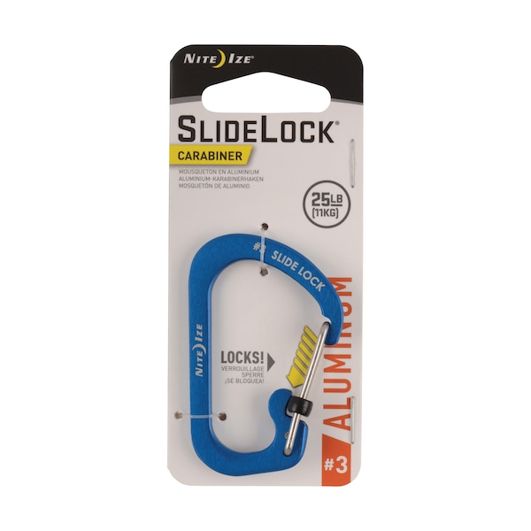 Nite Ize 2023 Nite Ize Slidelock Carabiner Aluminum #3, Blue - NIT-CSLA3-03-R6