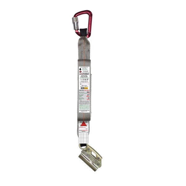 Super Anchor Safety ANSI Z359.13 Energy Absorber A-End Aluminum Carabiner 5006-Z B-End Integral Adjuster Rope Grab - 6196-M
