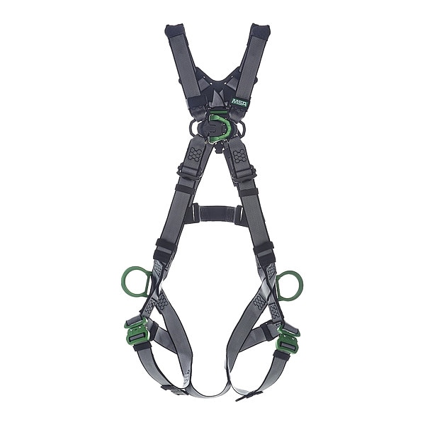 Msa Safety V-FIT Full Body Harness, M, 400 lb., Quick-Connect Chest/ Quick-Connect Leg Buckles - 10195046