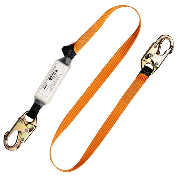 Malta Dynamics 6ft SINGLE LEG EXTERNAL SHOCK ABSORBING LANYARD W/ 2 STEEL SNAP HOOKS - C5000