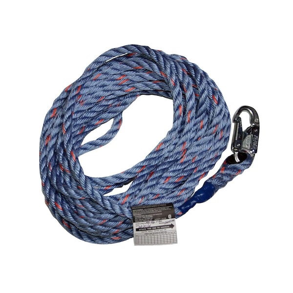 Honeywell Miller 5/8 In Dia. Nylon Rope Lifeline W/Thimble Carabiner, 100 Ft - 194R-2/100FTWH