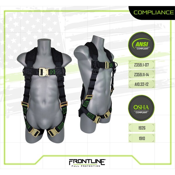 Frontline Patriot Harness, Universal, 350 lbs, Quick Connect Chest/ Quick Connect Leg Buckles - 310VQC-UN