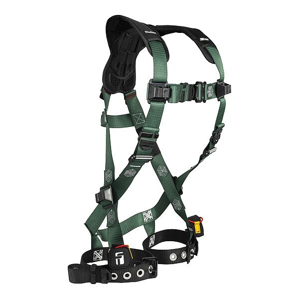 Falltech Full Body Harness, XS, 420 lb, Quick-Connect Chest/ Tongue Leg Buckles, Back D-Ring - 1910XS
