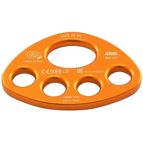 Kong Usa Rigging Plate, 4 Beveled Holes, Orange - 864O17400KK