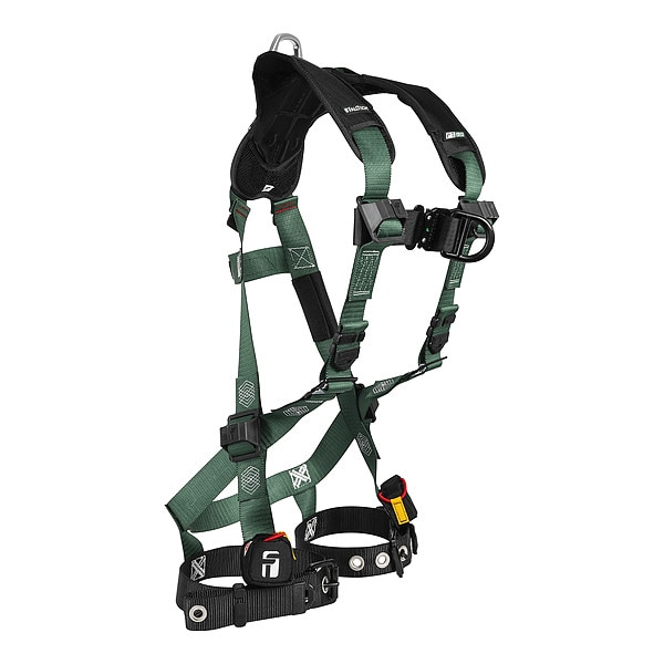 Falltech Full Body Harness, L/XL, 420 lb, Quick-Connect Chest/ Tongue Leg Buckles, Back, Chest D-Ring - 1910FDLX