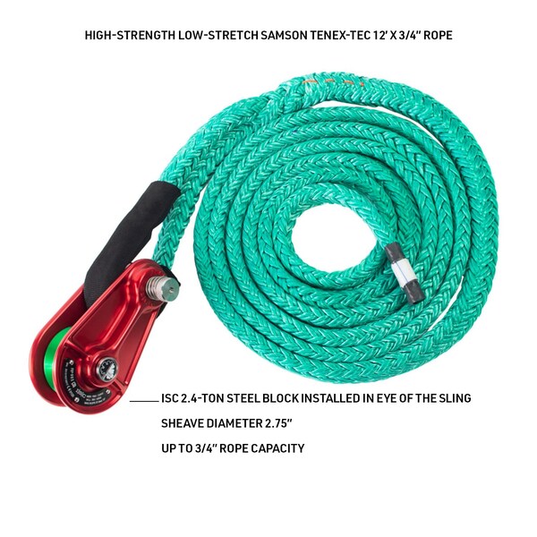 Rope Logic ISC Aluminum 2.4 Ton Block with 3/4 in. x 12 ft. Tenex Sling - SET62