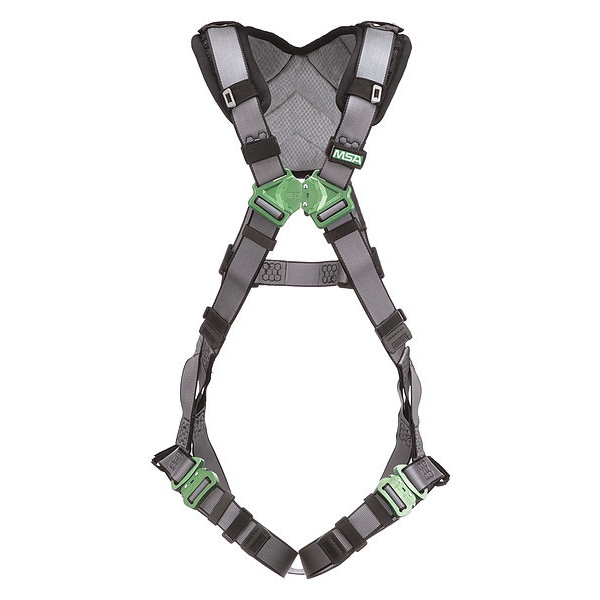 Msa Safety V-FIT Full Body Harness, M, 400 lb., Quick-Connect Chest/ Quick-Connect Leg Buckles, Back D-Ring - 10194630