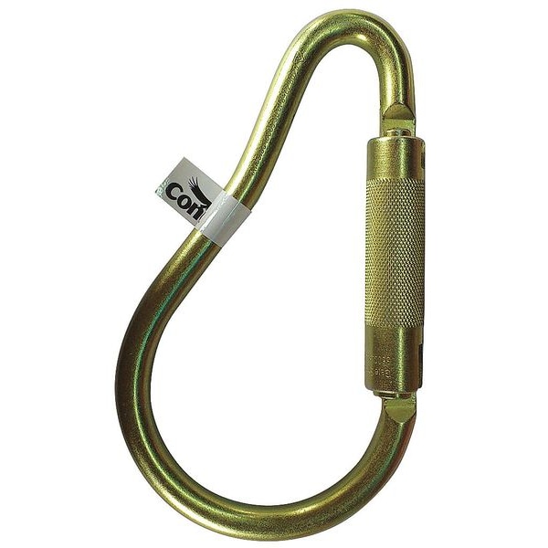 Condor Carabiner, Auto-Lock, Pear, 8 1/8 in Length, 2" Gate Opening, Zinc-Plated Alloy Steel, Yellow - 16V858
