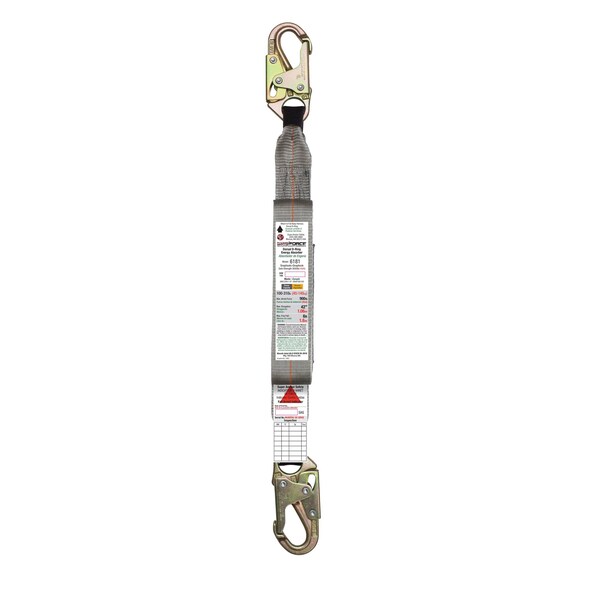 Super Anchor Safety ANSI Z359.13 Energy Absorber A-End Snaphook B-End Snaphook. 25" Service Length. - 6181