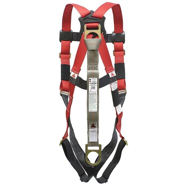 Super Anchor Safety Small - Red Webbing Fall Arrester Full Body Harness w/ 6192 Ultra-Lite Energy Absorber - 6008-RS