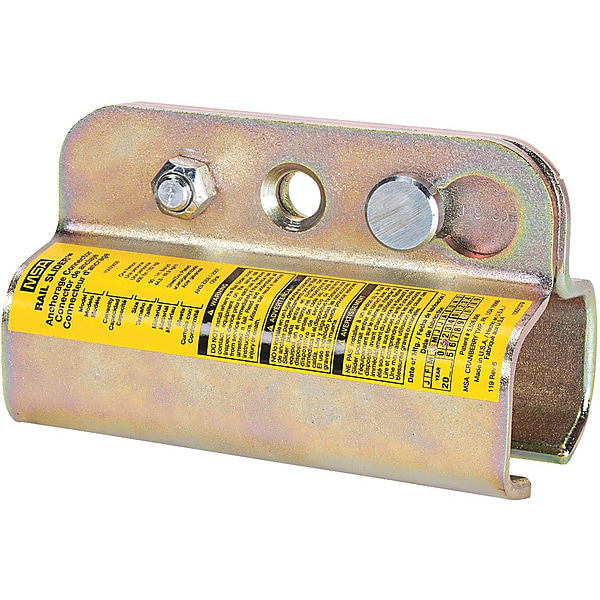 Msa Safety Rail-Slider, steel, galvanized, for 141 rail, used on train/crane type rail, carabiner required - sold separately - 10030608