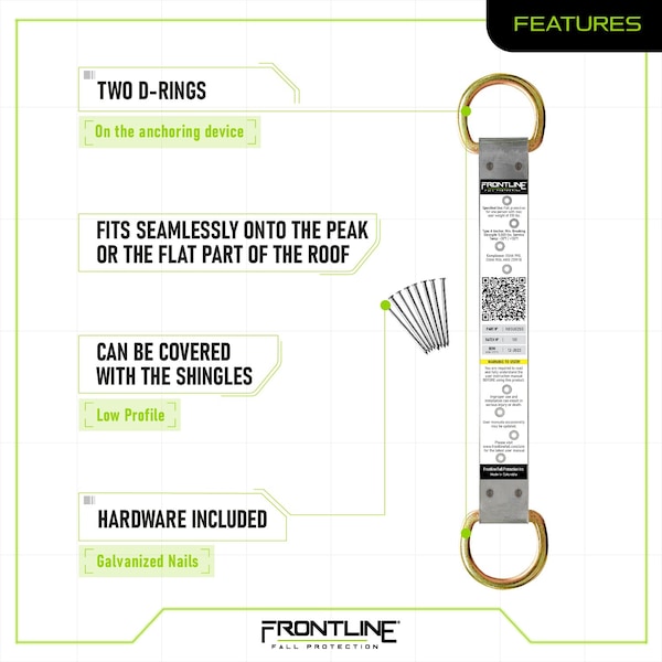 Frontline Stainless Steel Permanent Use Roof Anchor Double D-Ring - ROSU02SS